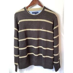 VTG Tommy Hilfiger Men’s Brown‎ Tan Striped Sweater Size Large